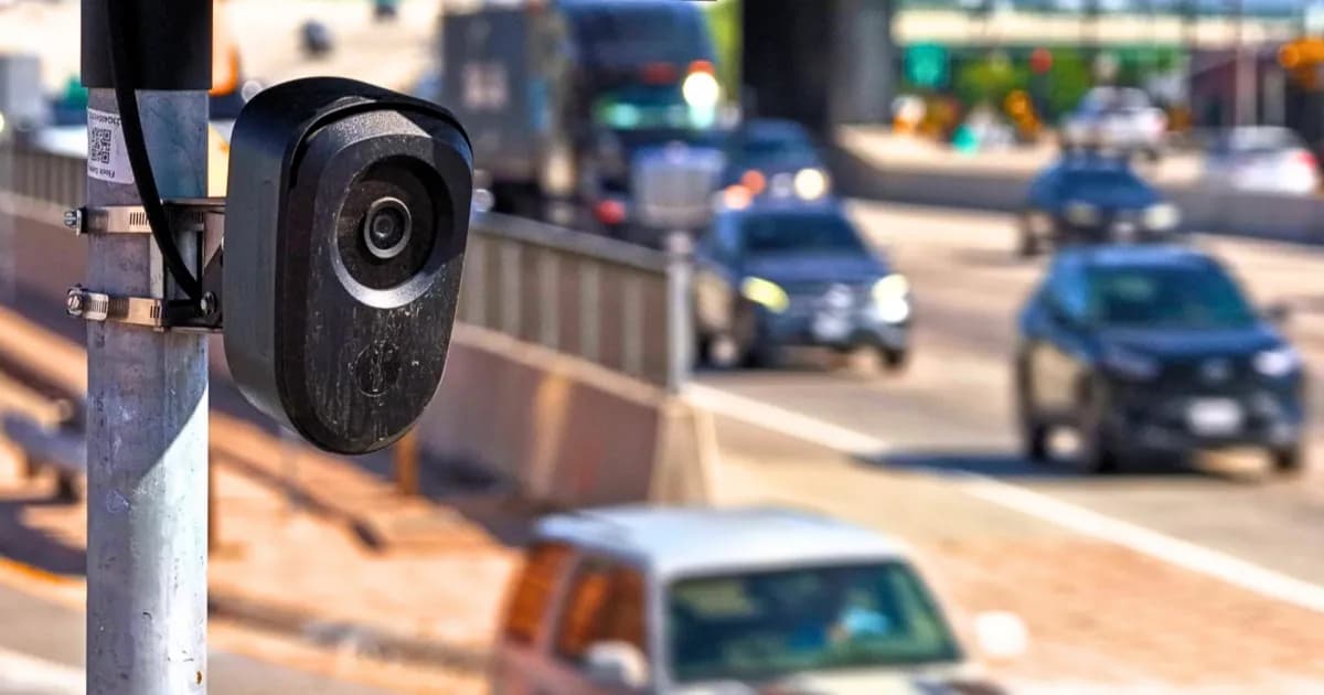 Tampilan fitur Surveillance Layer MapQuest yang memplot lokasi kamera pembaca plat nomor di peta