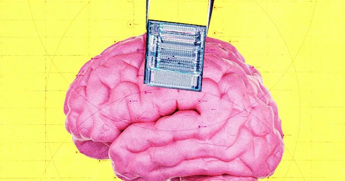 Ilustrasi implan chip AI pendeteksi kanker otak yang dikembangkan Coherence dengan dukungan OpenAI dan Thiel