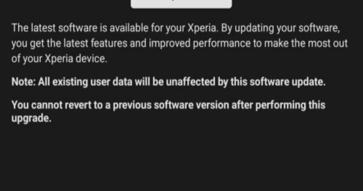 Layar Sony Xperia 1 VII menampilkan pembaruan Android 17 versi 71.2.A.2.35