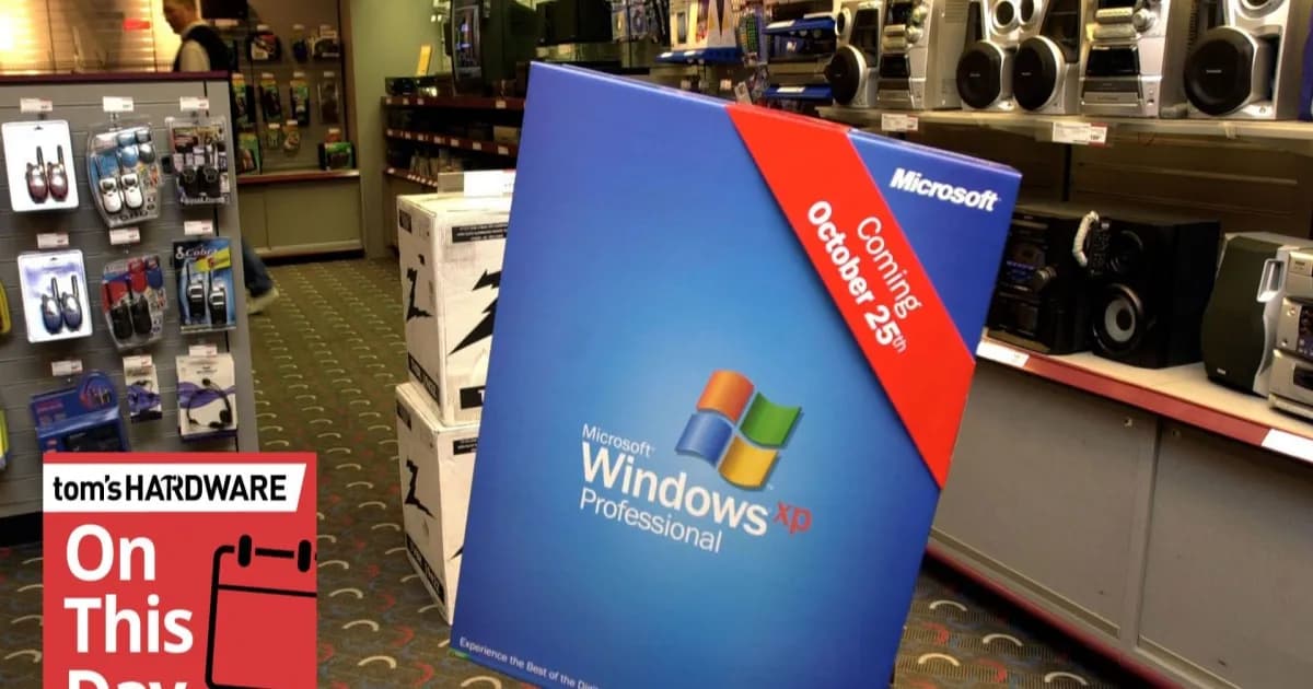 Tampilan Windows XP saat dipamerkan di ritel sebelum peluncuran resminya