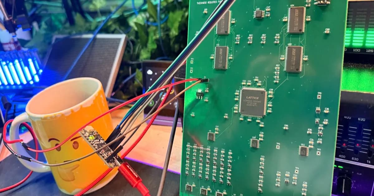 Board RAM PDP-11 buatan Dave Plummer dengan FPGA Lattice MachXO2 dan chip ISSI 1 MB