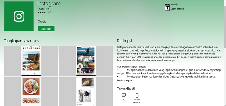 Instagram Hadir untuk PC