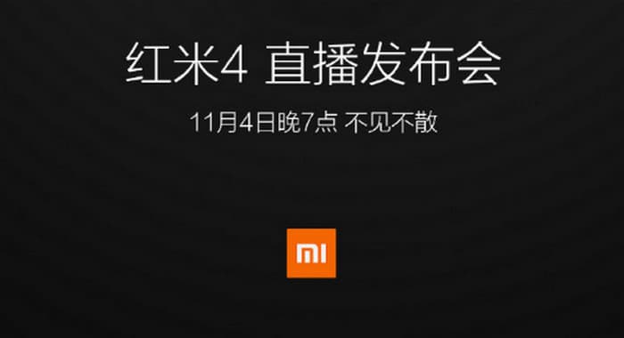 Xiaomi Redmi 4 akan Debut Pada 4 November