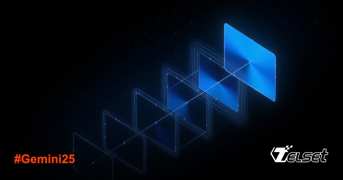 Ilustrasi AI Gemini 2.5 dengan latar belakang teknologi futuristik