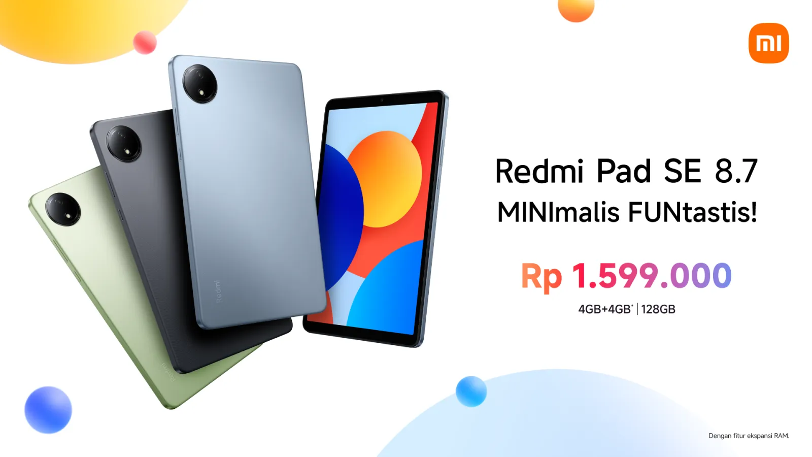 Redmi Pad SE 8.7 dengan layar 8.7 inci dan desain tipis