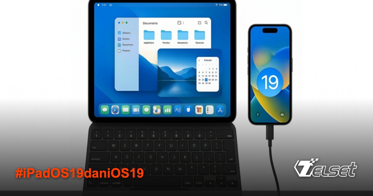iPad dengan Magic Keyboard menampilkan menu bar ala macOS di iPadOS 19