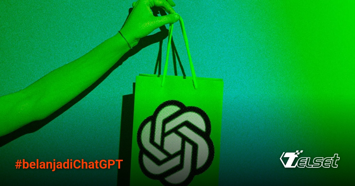 Ilustrasi seseorang berbelanja online dengan bantuan ChatGPT