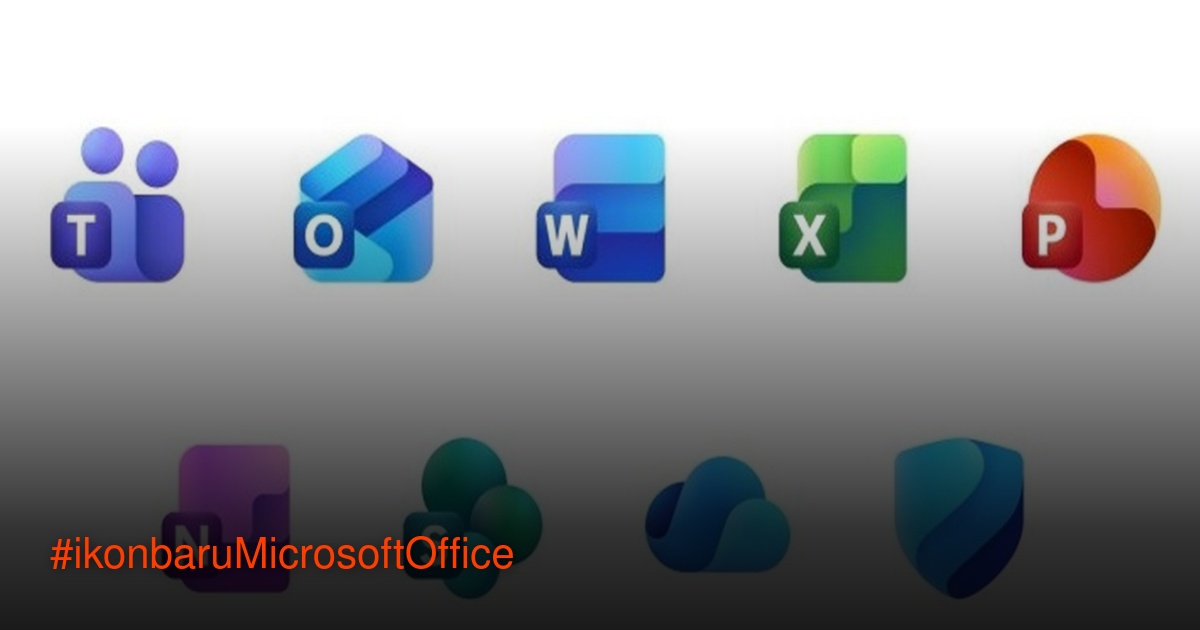 Perbandingan ikon lama dan baru Microsoft Office dengan desain 3D