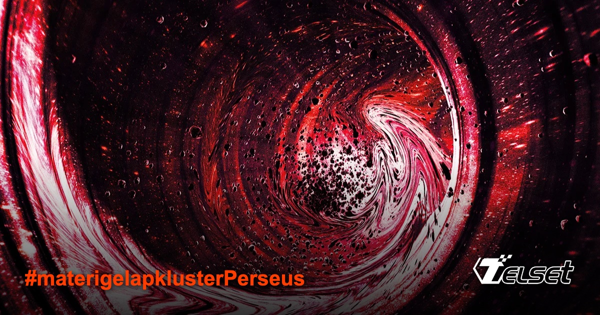 Visualisasi kluster galaksi Perseus dengan struktur jembatan materi gelap