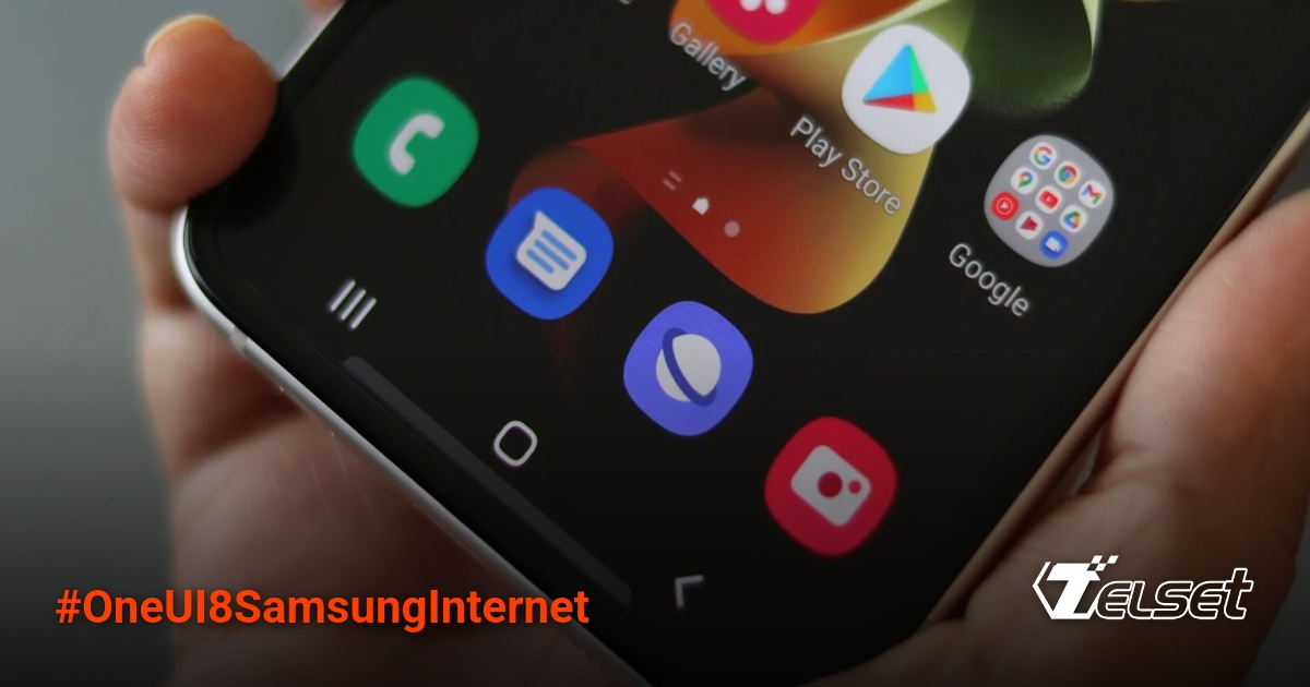 Tampilan baru Samsung Internet di One UI 8 dengan latar belakang gambar kustom