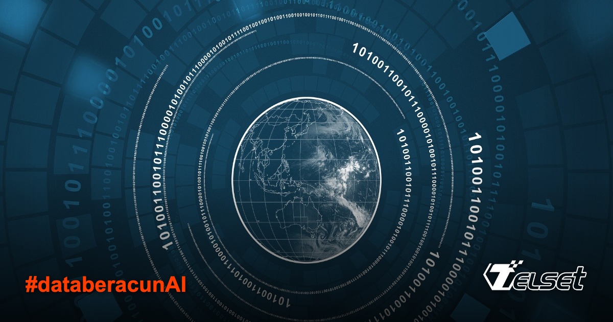 Ilustrasi AI yang terpapar data beracun dengan simbol rantai blockchain