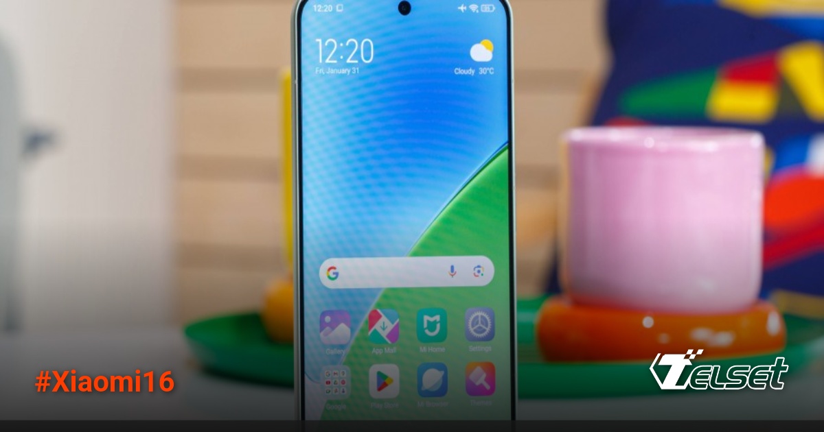 Xiaomi 16 render dengan layar bezel tipis dan desain premium