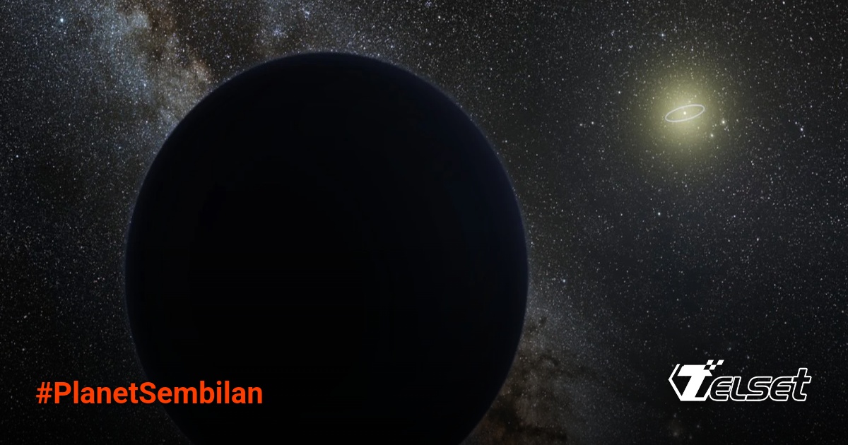 Ilustrasi artistik Planet Sembilan di tepi tata surya