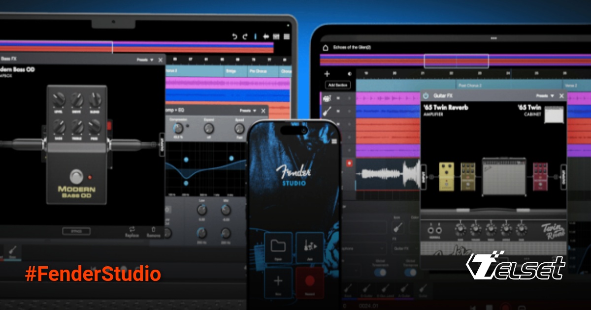 Tampilan antarmuka Fender Studio, platform musik digital baru dari Fender