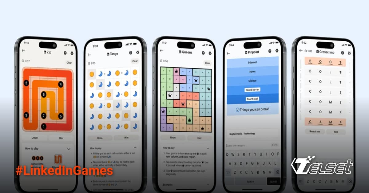 Ilustrasi seseorang bermain game puzzle di LinkedIn