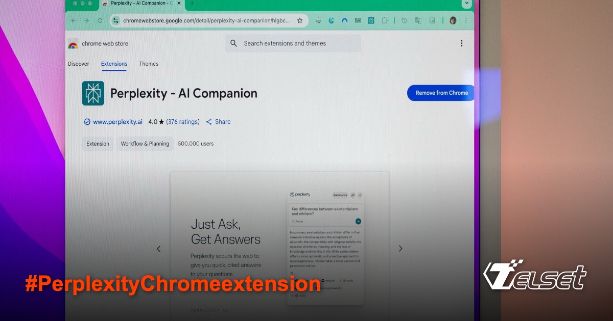 Tampilan ekstensi Perplexity di browser Chrome