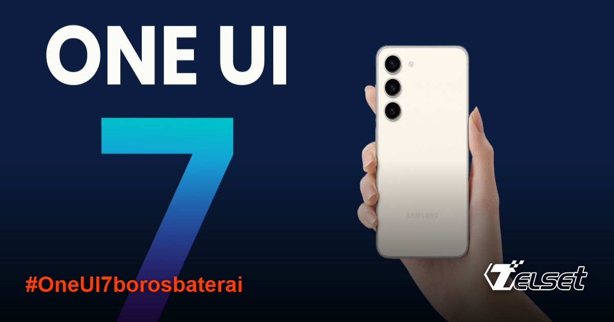 Galaxy S23 dengan tampilan One UI 7 menunjukkan notifikasi baterai rendah