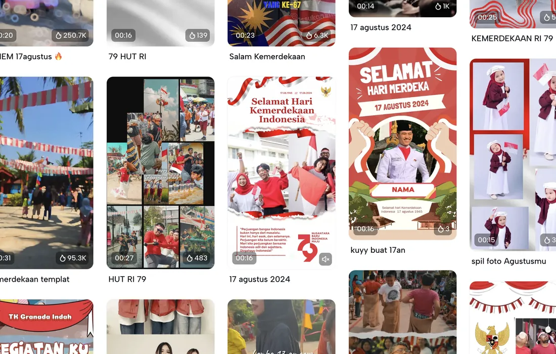 Ilustrasi template video Kemerdekaan di aplikasi CapCut