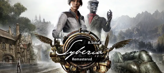 Sampul game Syberia Remastered menampilkan karakter utama dan pemandangan epik
