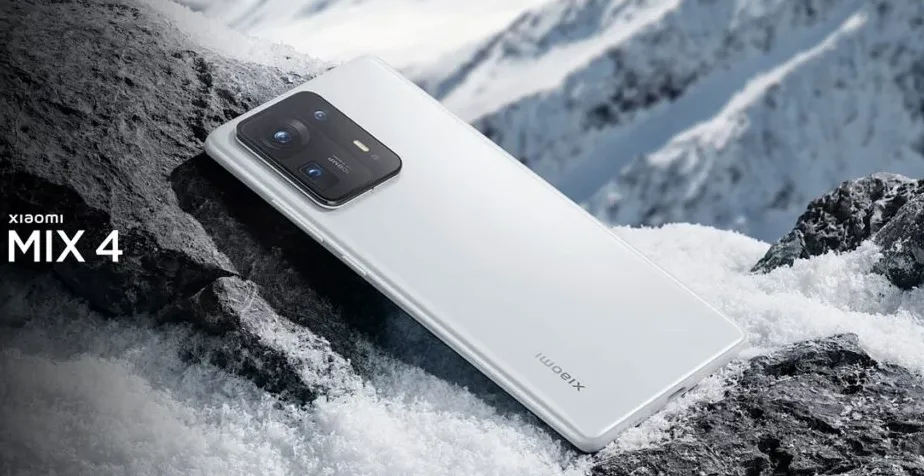 Ilustrasi smartphone Xiaomi MIX 4 dengan layar penuh dan bodi keramik, pendahulu dari MIX 5 yang dinantikan