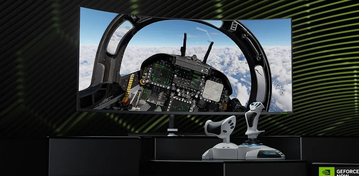 Ilustrasi layanan cloud gaming Nvidia GeForce Now dengan dukungan kontrol penerbangan baru.