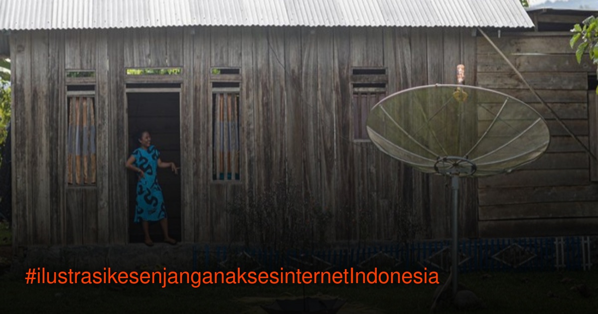 Ilustrasi akses internet belum merata di Indonesia dengan warga di pelosok menggunakan smartphone