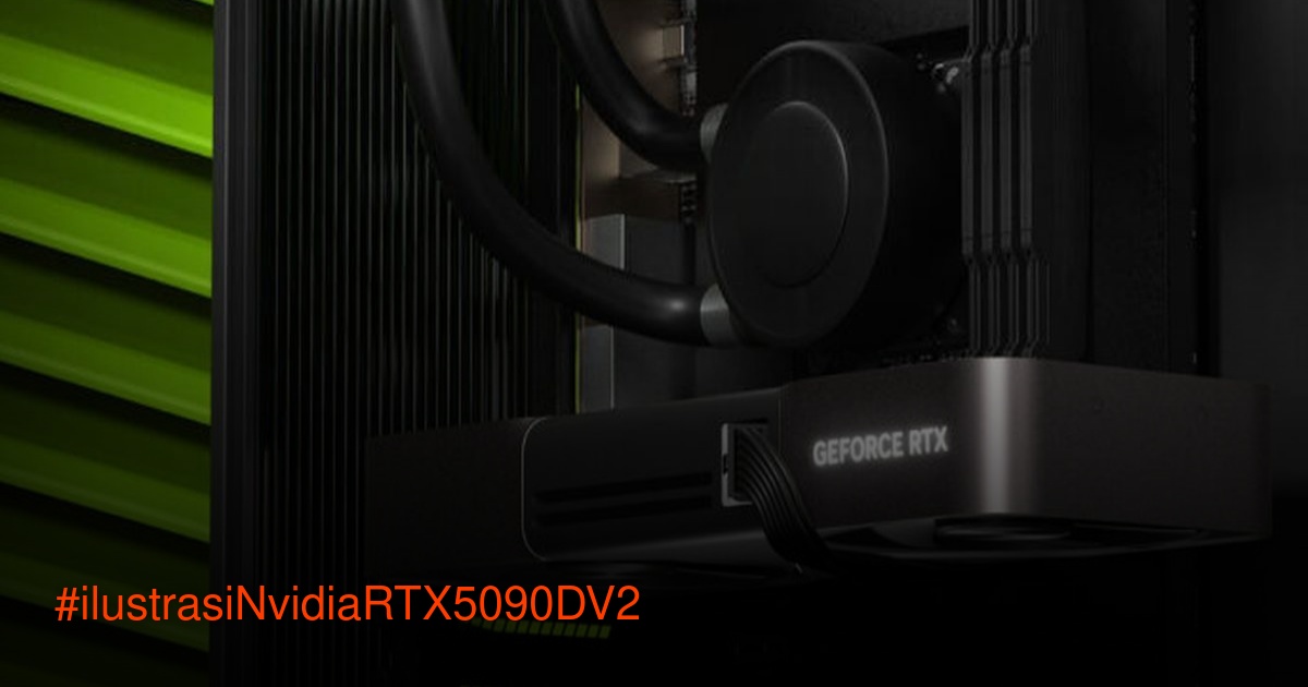 Ilustrasi chip Nvidia GeForce RTX 5090D V2 yang akan datang