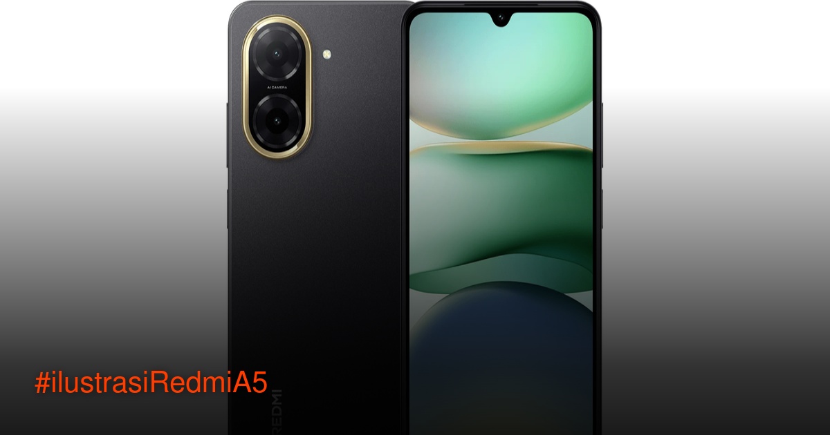 Xiaomi Redmi A5 tampak depan dengan layar lebar dan desain modern