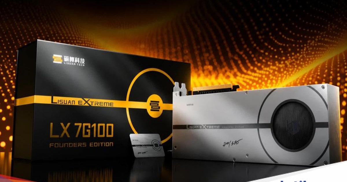 Kartu grafis Lisuan LX 7G100 buatan China dengan desain Founder Edition
