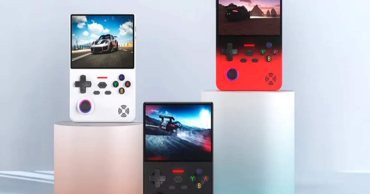 Konsol retro Lenovo G02 dengan desain klasik dan stik analog RGB