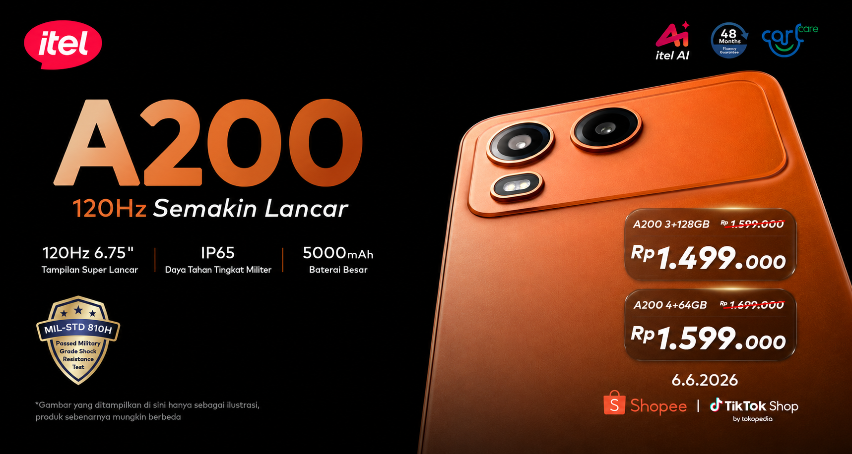 itel A200 Resmi Meluncur dengan Harga Rp1,5 Jutaan, Bawa Fitur AI dan Baterai 6000mAh