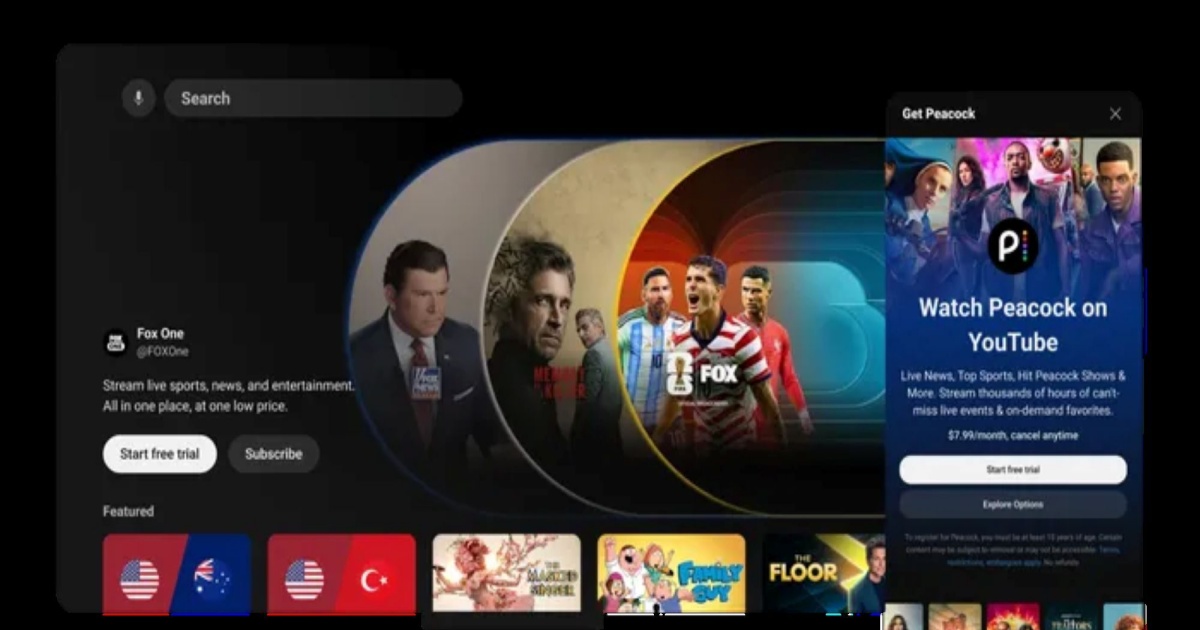 YouTube Primetime Channels menampilkan opsi streaming Piala Dunia 2026 melalui Fox One