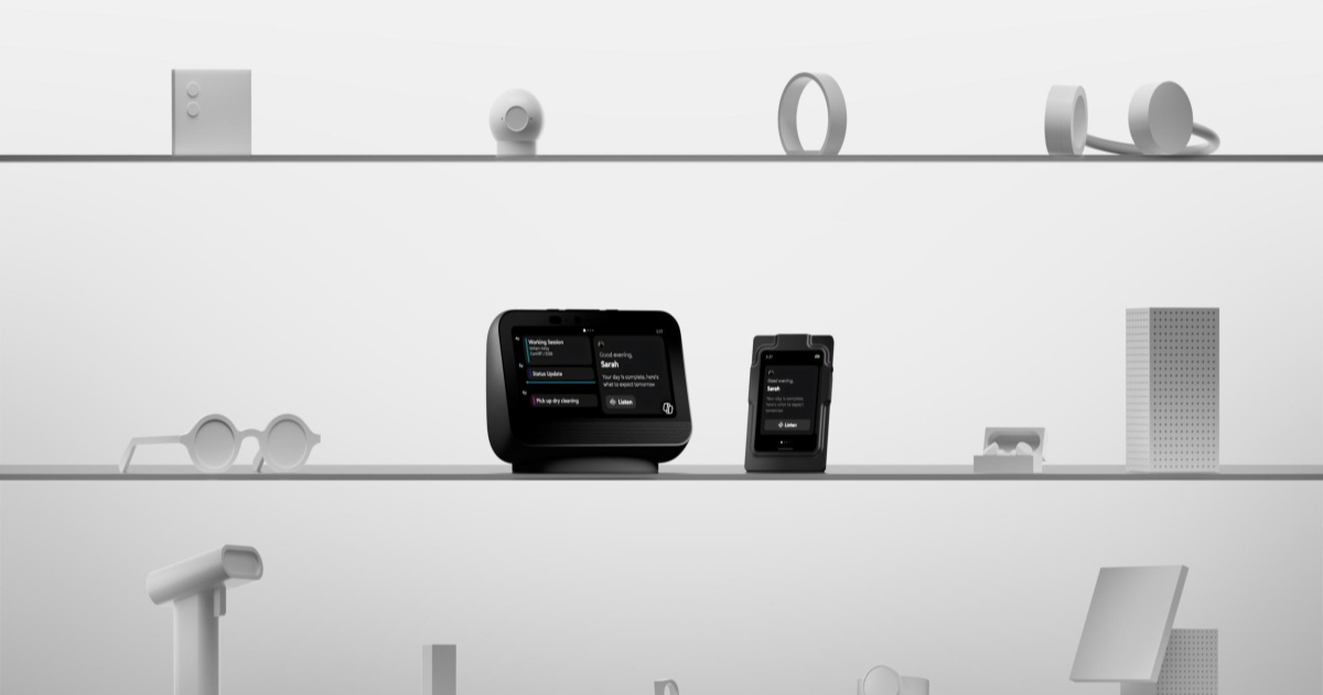 Konsep perangkat meja Project Solara Microsoft yang menyerupai Amazon Echo Show dengan layar sentuh