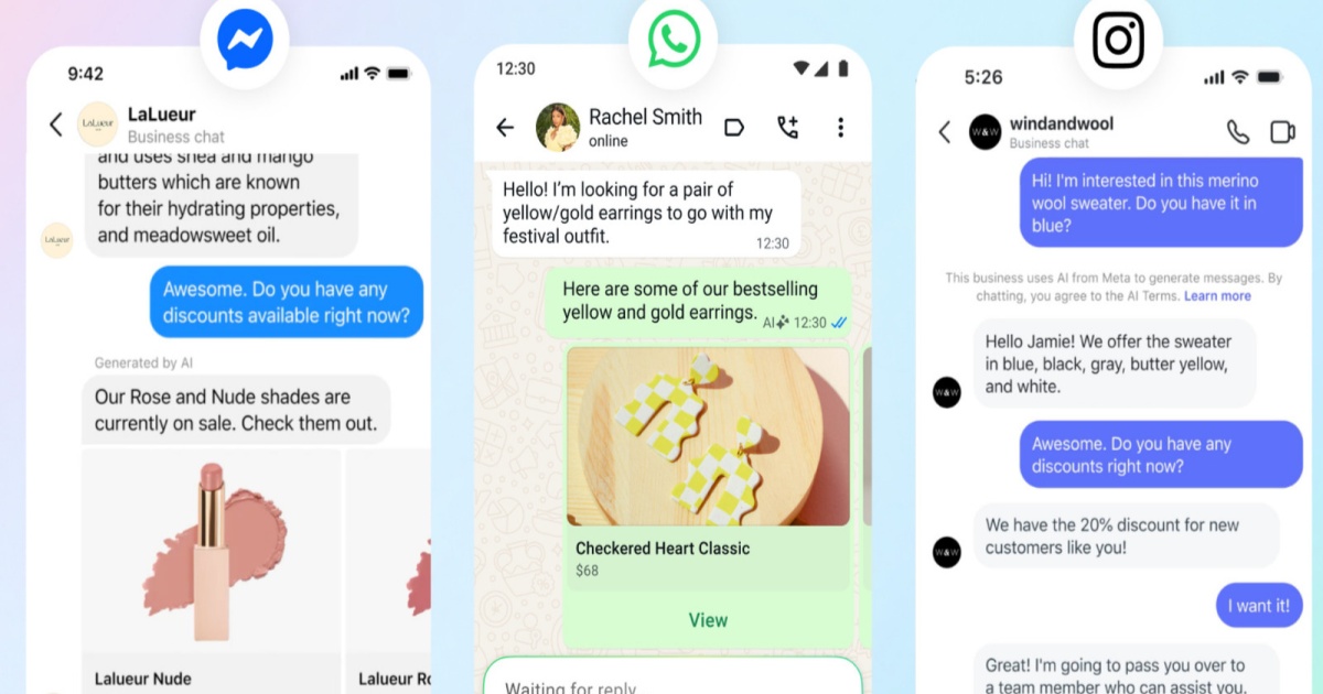 Meta Business Agent pada platform Messenger, WhatsApp, dan Instagram