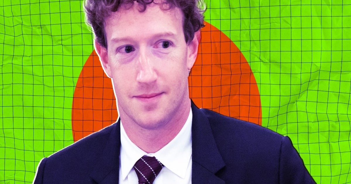 Ilustrasi CEO Meta Mark Zuckerberg dengan data center tenda di latar belakang