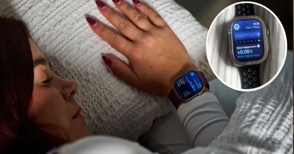 Apple Watch di pergelangan tangan melacak suhu tubuh saat tidur