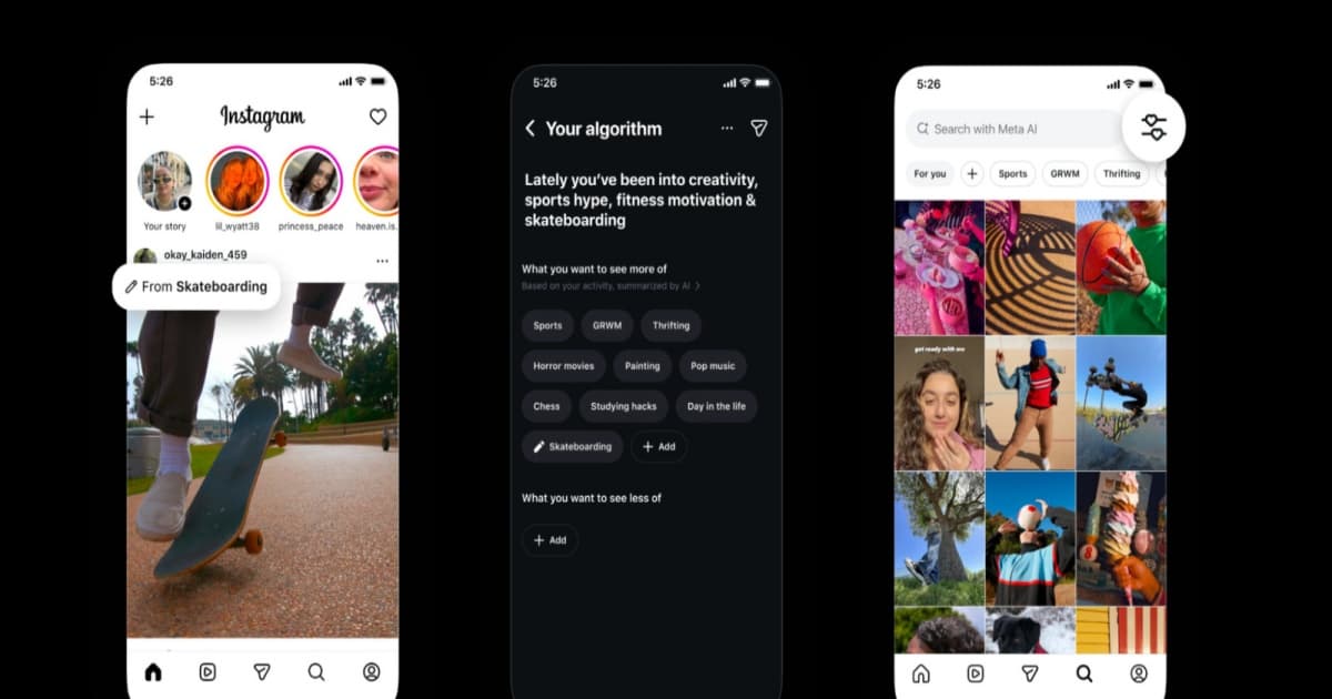 Tampilan fitur personalisasi algoritma Instagram di feed utama