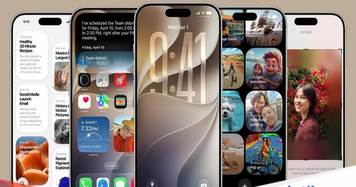 Ilustrasi iOS 27 dengan fitur AI generatif di iPhone 17 Pro