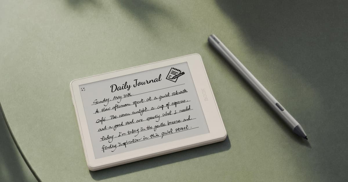Boox Go 6 Gen II e-reader dengan stylus di layar