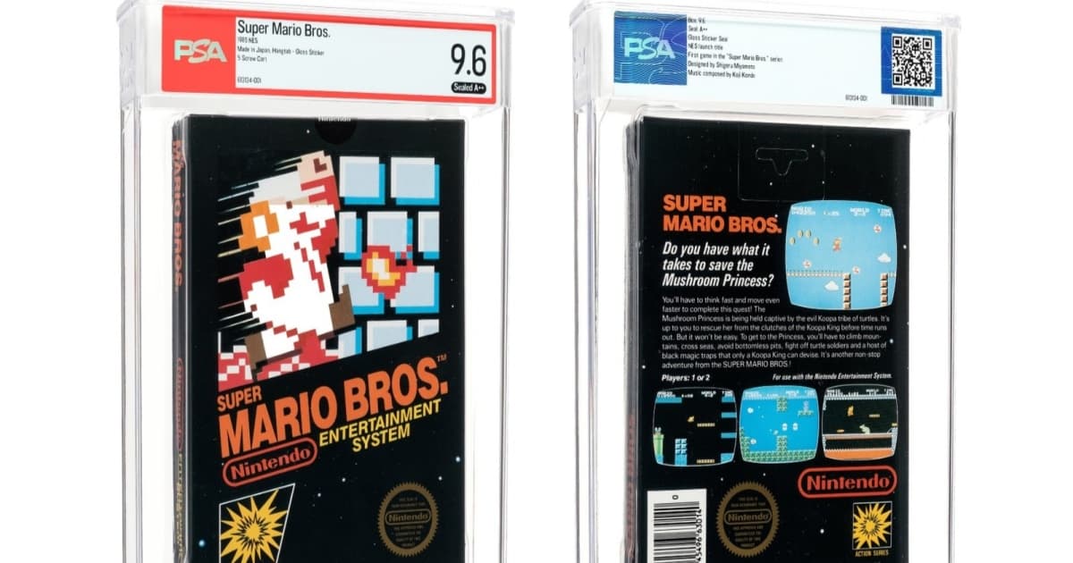 Salinan Super Mario Bros. NES segel stiker glossy dalam wadah transparan