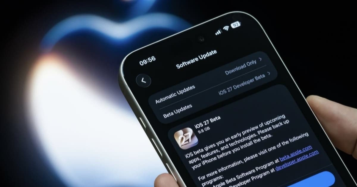 Ilustrasi beta iOS 27 di iPhone dengan tampilan antarmuka baru dan peningkatan performa