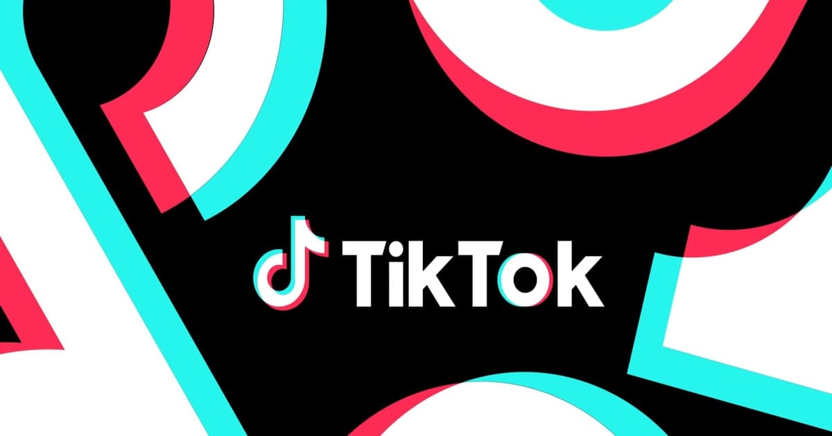 Ilustrasi logo TikTok dengan latar belakang warna biru dan bentuk hukum Florida