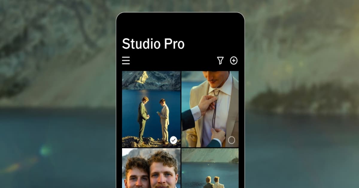Tampilan antarmuka aplikasi VSCO Studio Pro di layar iPhone dengan fitur batch editing