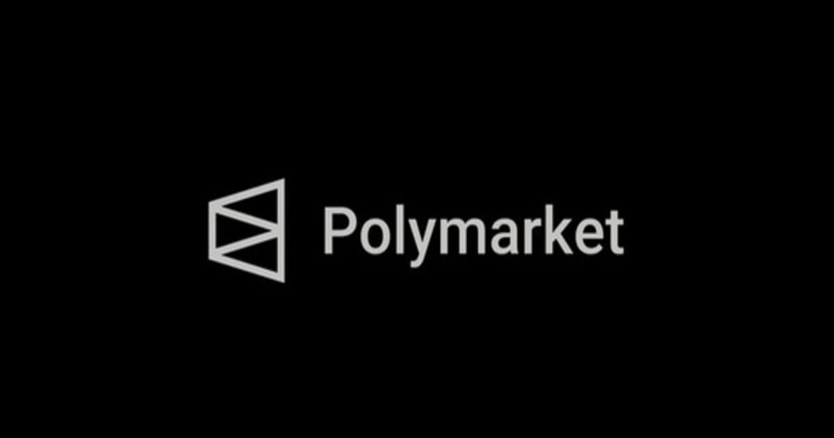 Logo Polymarket dengan latar belakang hitam