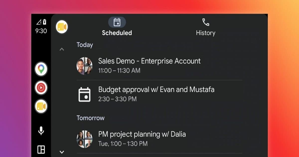 Google Meet on Android Auto