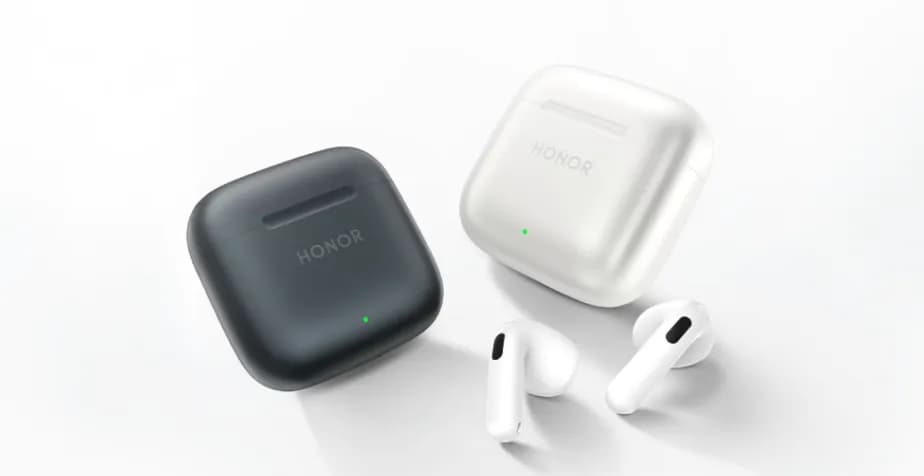 Honor Earbuds 5e dengan desain semi-in-ear berwarna putih