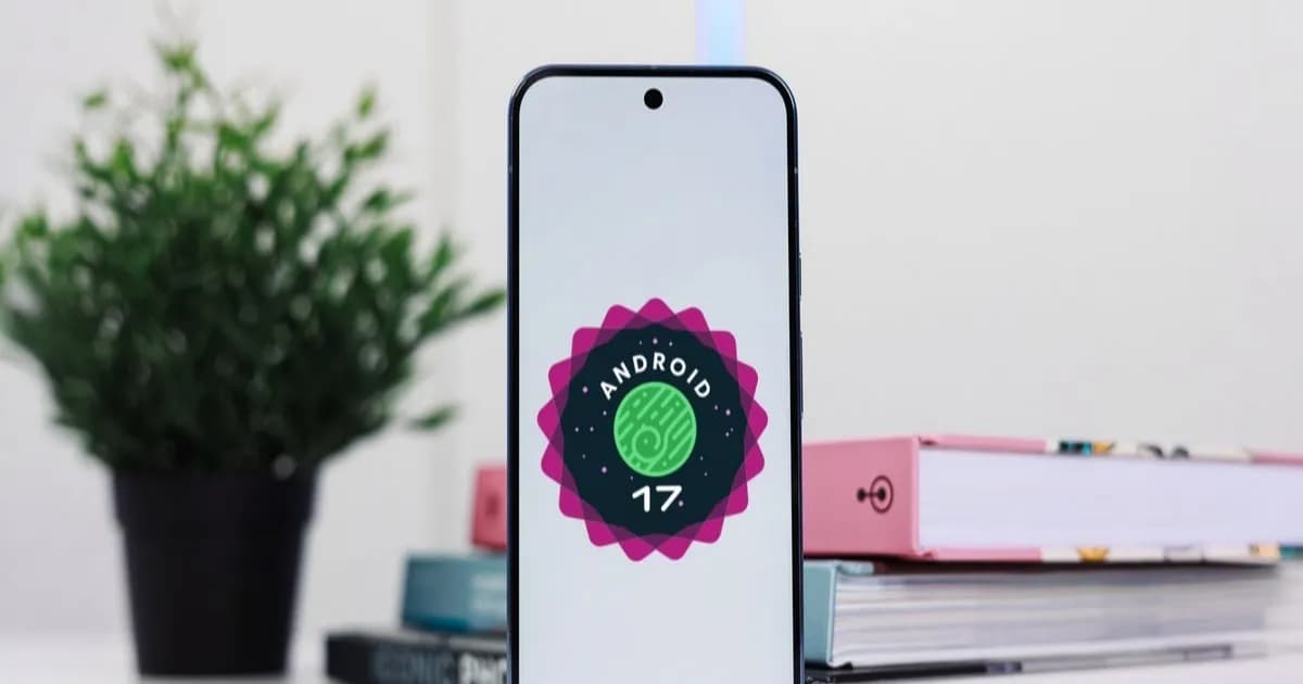 Pixel 10 Pro XL menampilkan logo Android 17 di layar