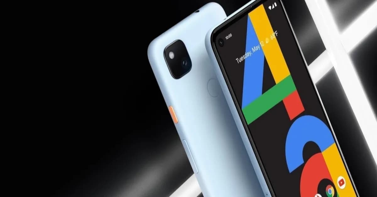Ilustrasi ponsel Google Pixel 4a yang mengalami bootloop dengan latar belakang biru.