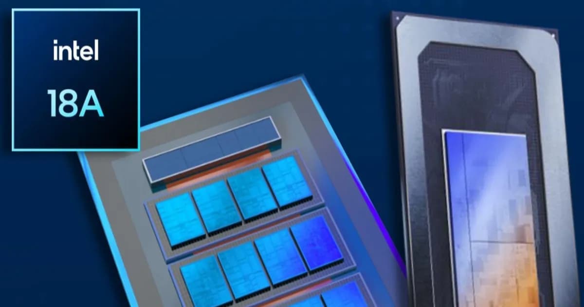 Ilustrasi chip Intel dengan proses fabrikasi 18A