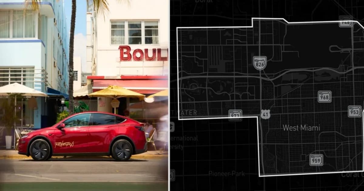 Peta cakupan layanan Robotaxi Tesla di Miami